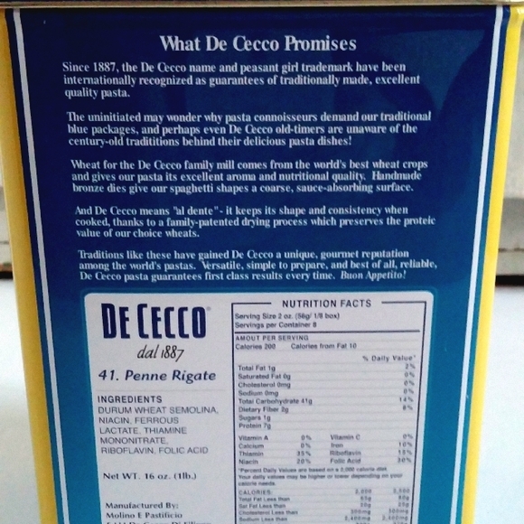 Vintage De Cecco Tin for Penne Pasta with Blue and Yellow Graphics Kitchen Decor - Picture 3 of 10